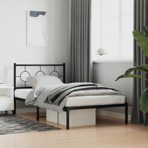 MOBCANT Bettgestell mit Kopfteil, Familienbett Bett Doppelbett Futonbett Geeignet für Hotel Gästezimmer Schulen Wohnungen Metall Schwarz 100x190 cm MOBCANT Bettgestell mit Kopfteil, Familienbett Bett Doppelbett Futonbett Geeignet für Hotel Gästezimmer Schulen Wohnungen Metall Schwarz 100x190 cm von MOBCANT