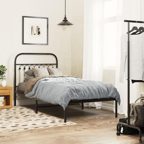MOBCANT Bettgestell mit Kopfteil, Familienbett Tagesbett Bettsystem Futonbett Geeignet für Schlafzimmer Gästezimmer Hotel Schulen Metall Schwarz 90x200 cm MOBCANT Bettgestell mit Kopfteil, Familienbett Tagesbett Bettsystem Futonbett Geeignet für Schlafzimmer Gästezimmer Hotel Schulen Metall Schwarz 90x200 cm von MOBCANT