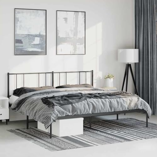 MOBCANT Bettgestell mit Kopfteil, Futonbett Bettsystem Hausbett Doppelbett Geeignet für Gästezimmer Schlafzimmer Schulen Wohnungen Metall Schwarz 193x203 cm MOBCANT Bettgestell mit Kopfteil, Futonbett Bettsystem Hausbett Doppelbett Geeignet für Gästezimmer Schlafzimmer Schulen Wohnungen Metall Schwarz 193x203 cm von MOBCANT