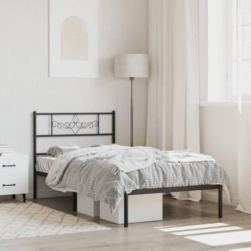 MOBCANT Bettgestell mit Kopfteil, Futonbett Tagesbett Einzelbett Seniorenbett Geeignet für Gästezimmer Schulen Hotel Schlafzimmer Metall Schwarz 80x200 cm MOBCANT Bettgestell mit Kopfteil, Futonbett Tagesbett Einzelbett Seniorenbett Geeignet für Gästezimmer Schulen Hotel Schlafzimmer Metall Schwarz 80x200 cm von MOBCANT