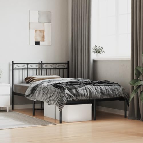 MOBCANT Bettgestell mit Kopfteil, Hausbett Familienbett Futonbett Betten Geeignet für Hotel Wohnungen Gästezimmer Schlafzimmer Metall Schwarz 120x190 cm MOBCANT Bettgestell mit Kopfteil, Hausbett Familienbett Futonbett Betten Geeignet für Hotel Wohnungen Gästezimmer Schlafzimmer Metall Schwarz 120x190 cm von MOBCANT
