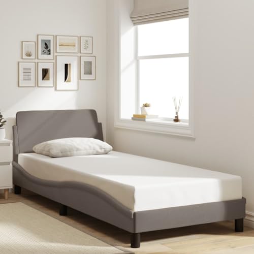 MOBCANT Bettgestell mit Kopfteil ohne Matratze, Bettrahmen Einzelbett Bettstütze Lattenrost Geeignet für Hotel Schulen Wohnungen Gästezimmer Taupe 90x200 cm Stoff MOBCANT Bettgestell mit Kopfteil ohne Matratze, Bettrahmen Einzelbett Bettstütze Lattenrost Geeignet für Hotel Schulen Wohnungen Gästezimmer Taupe 90x200 cm Stoff von MOBCANT