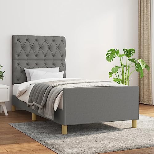 MOBCANT Bettgestell ohne Matratze, Bett Einzelbett Bettrahmen Futonbett Geeignet für Gästezimmer Schlafzimmer Schulen Wohnungen Dunkelgrau 80x200 cm Stoff MOBCANT Bettgestell ohne Matratze, Bett Einzelbett Bettrahmen Futonbett Geeignet für Gästezimmer Schlafzimmer Schulen Wohnungen Dunkelgrau 80x200 cm Stoff von MOBCANT