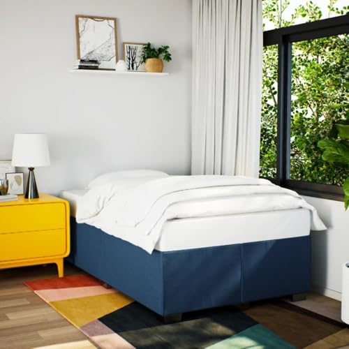 MOBCANT Bettgestell ohne Matratze, Bett Futonbett Betten Polsterbett Geeignet für Hotel Schulen Wohnungen Gästezimmer Blau 120x190 cm Stoff MOBCANT Bettgestell ohne Matratze, Bett Futonbett Betten Polsterbett Geeignet für Hotel Schulen Wohnungen Gästezimmer Blau 120x190 cm Stoff von MOBCANT