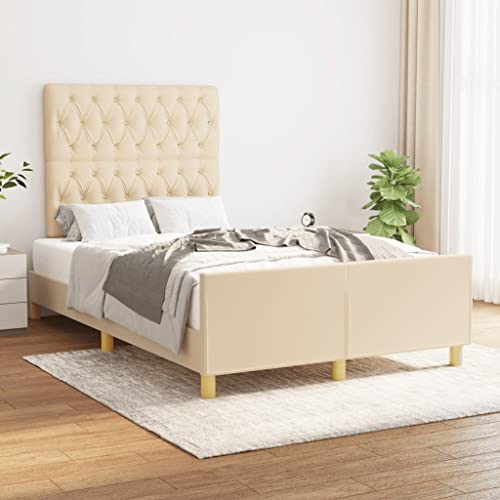 MOBCANT Bettgestell ohne Matratze, Bettrahmen Doppelbett Bett Futonbett Geeignet für Wohnungen Hotel Gästezimmer Schulen Creme 120x190 cm Stoff MOBCANT Bettgestell ohne Matratze, Bettrahmen Doppelbett Bett Futonbett Geeignet für Wohnungen Hotel Gästezimmer Schulen Creme 120x190 cm Stoff von MOBCANT