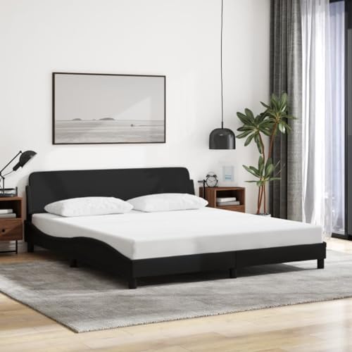MOBCANT Bettgestell ohne Matratze, Bettrahmen Futonbett Bettstütze Betten Geeignet für Wohnungen Gästezimmer Schlafzimmer Hotel Schwarz 160x200 cm Stoff von MOBCANT