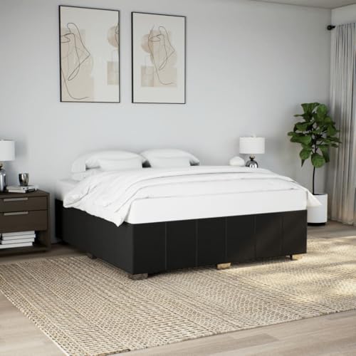 MOBCANT Bettgestell ohne Matratze, Bettstütze Bettrahmen Futonbett Familienbett Geeignet für Schulen Gästezimmer Wohnungen Hotel Schwarz 200x200 cm Stoff MOBCANT Bettgestell ohne Matratze, Bettstütze Bettrahmen Futonbett Familienbett Geeignet für Schulen Gästezimmer Wohnungen Hotel Schwarz 200x200 cm Stoff von MOBCANT