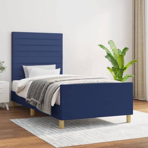 MOBCANT Bettgestell ohne Matratze, Bettstütze Futonbett Doppelbett Tagesbett Geeignet für Wohnungen Gästezimmer Schulen Schlafzimmer Blau 100x200 cm Stoff MOBCANT Bettgestell ohne Matratze, Bettstütze Futonbett Doppelbett Tagesbett Geeignet für Wohnungen Gästezimmer Schulen Schlafzimmer Blau 100x200 cm Stoff von MOBCANT