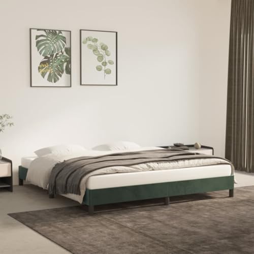 MOBCANT Bettgestell ohne Matratze, Bettstütze Tagesbett Doppelbett Futonbett Geeignet für Schulen Gästezimmer Schlafzimmer Hotel Dunkelgrün 180x200 cm Samt von MOBCANT
