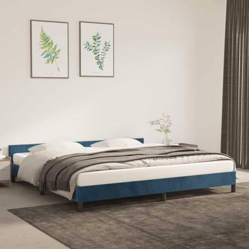MOBCANT Bettgestell ohne Matratze, Bettsystem Familienbett Polsterbett Hausbett Geeignet für Wohnungen Hotel Schlafzimmer Gästezimmer Dunkelblau 200x200 cm Samt von MOBCANT