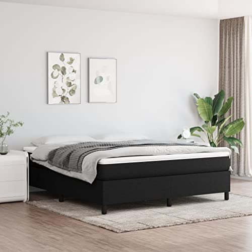 MOBCANT Bettgestell ohne Matratze, Bettsystem Polsterbett Bett Futonbett Geeignet für Hotel Schlafzimmer Gästezimmer Wohnungen Schwarz 180x200 cm Stoff von MOBCANT