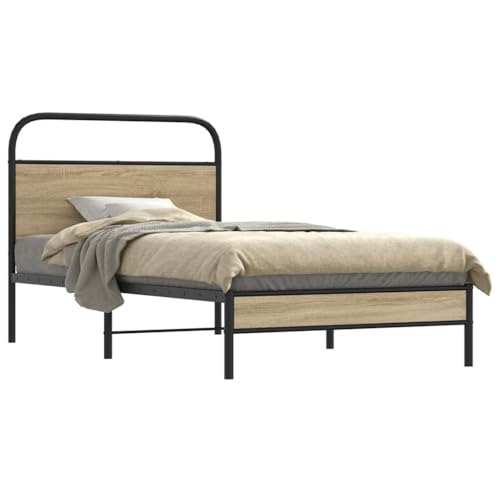 MOBCANT Bettgestell ohne Matratze, Bettsystem Polsterbett Doppelbett Bettstütze Geeignet für Gästezimmer Hotel Schlafzimmer Wohnungen 100x200 cm Räuchereiche Holzwerkstoff MOBCANT Bettgestell ohne Matratze, Bettsystem Polsterbett Doppelbett Bettstütze Geeignet für Gästezimmer Hotel Schlafzimmer Wohnungen 100x200 cm Räuchereiche Holzwerkstoff von MOBCANT