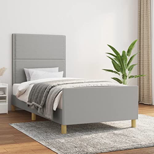 MOBCANT Bettgestell ohne Matratze, Einzelbett Bett Futonbett Betten Geeignet für Schulen Gästezimmer Wohnungen Hotel Hellgrau 90x200 cm Stoff MOBCANT Bettgestell ohne Matratze, Einzelbett Bett Futonbett Betten Geeignet für Schulen Gästezimmer Wohnungen Hotel Hellgrau 90x200 cm Stoff von MOBCANT