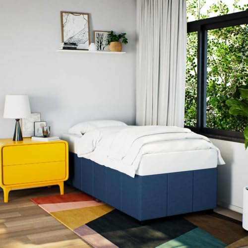 MOBCANT Bettgestell ohne Matratze, Einzelbett Bettrahmen Futonbett Familienbett Geeignet für Gästezimmer Hotel Schlafzimmer Schulen Blau 90x200 cm Stoff MOBCANT Bettgestell ohne Matratze, Einzelbett Bettrahmen Futonbett Familienbett Geeignet für Gästezimmer Hotel Schlafzimmer Schulen Blau 90x200 cm Stoff von MOBCANT