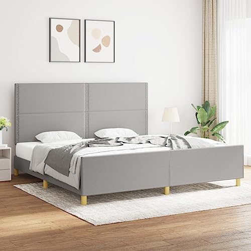 MOBCANT Bettgestell ohne Matratze, Familienbett Bettstütze Futonbett Betten Geeignet für Schulen Gästezimmer Schlafzimmer Wohnungen Hellgrau 200x200 cm Stoff MOBCANT Bettgestell ohne Matratze, Familienbett Bettstütze Futonbett Betten Geeignet für Schulen Gästezimmer Schlafzimmer Wohnungen Hellgrau 200x200 cm Stoff von MOBCANT