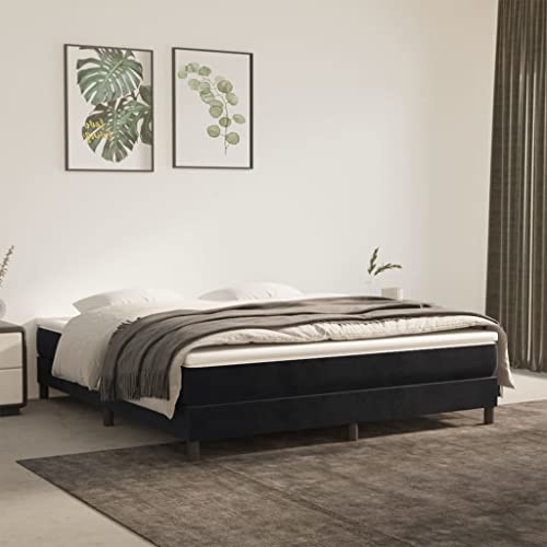 MOBCANT Bettgestell ohne Matratze, Futonbett Doppelbett Tagesbett Hausbett Geeignet für Schulen Gästezimmer Wohnungen Schlafzimmer Schwarz 160x200 cm Samt von MOBCANT