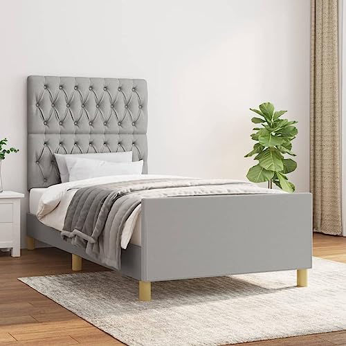MOBCANT Bettgestell ohne Matratze, Polsterbett Bett Betten Bettsystem Geeignet für Hotel Schlafzimmer Wohnungen Gästezimmer Hellgrau 90x190 cm Stoff MOBCANT Bettgestell ohne Matratze, Polsterbett Bett Betten Bettsystem Geeignet für Hotel Schlafzimmer Wohnungen Gästezimmer Hellgrau 90x190 cm Stoff von MOBCANT