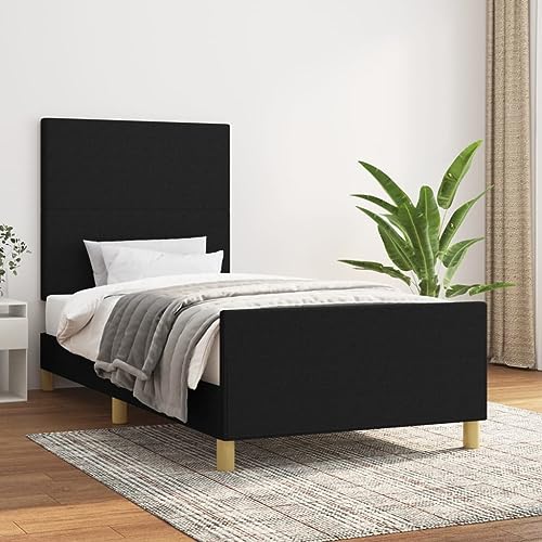 MOBCANT Bettgestell ohne Matratze, Seniorenbett Einzelbett Futonbett Bettrahmen Geeignet für Hotel Wohnungen Gästezimmer Schulen Schwarz 80x200 cm Stoff von MOBCANT