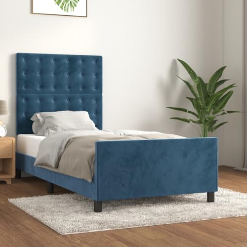 MOBCANT Bettgestell ohne Matratze, Seniorenbett Familienbett Bettstütze Tagesbett Geeignet für Schulen Hotel Schlafzimmer Wohnungen Dunkelblau 90x190 cm Samt MOBCANT Bettgestell ohne Matratze, Seniorenbett Familienbett Bettstütze Tagesbett Geeignet für Schulen Hotel Schlafzimmer Wohnungen Dunkelblau 90x190 cm Samt von MOBCANT