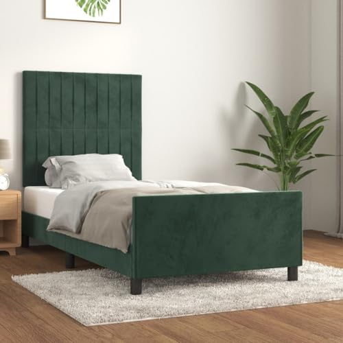 MOBCANT Bettgestell ohne Matratze, Seniorenbett Futonbett Familienbett Polsterbett Geeignet für Schlafzimmer Hotel Gästezimmer Schulen Dunkelgrün 90x190 cm Samt MOBCANT Bettgestell ohne Matratze, Seniorenbett Futonbett Familienbett Polsterbett Geeignet für Schlafzimmer Hotel Gästezimmer Schulen Dunkelgrün 90x190 cm Samt von MOBCANT