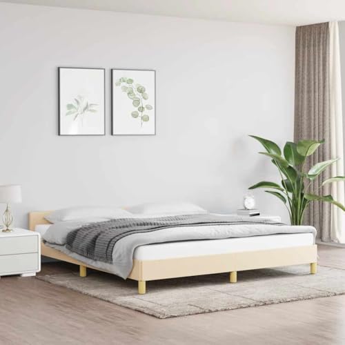 MOBCANT Bettgestell ohne Matratze, Tagesbett Betten Bettsystem Hausbett Geeignet für Gästezimmer Schlafzimmer Hotel Wohnungen Creme 160x200 cm Stoff MOBCANT Bettgestell ohne Matratze, Tagesbett Betten Bettsystem Hausbett Geeignet für Gästezimmer Schlafzimmer Hotel Wohnungen Creme 160x200 cm Stoff von MOBCANT