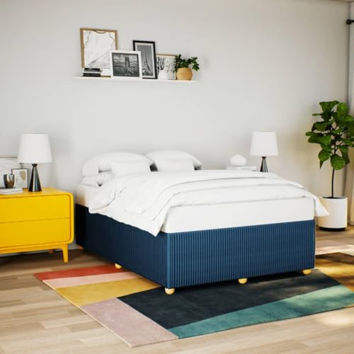 MOBCANT Bettgestell ohne Matratze, Tagesbett Hausbett Betten Polsterbett Geeignet für Schulen Hotel Gästezimmer Schlafzimmer Blau 140x200 cm Stoff MOBCANT Bettgestell ohne Matratze, Tagesbett Hausbett Betten Polsterbett Geeignet für Schulen Hotel Gästezimmer Schlafzimmer Blau 140x200 cm Stoff von MOBCANT