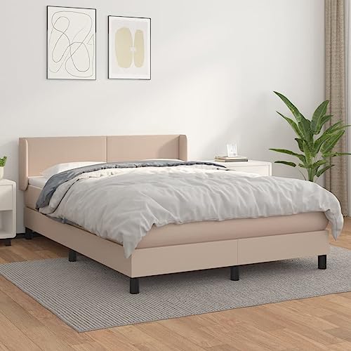 MOBCANT Boxspringbett Matratze, Bettsystem Bettstütze Bett Futonbett Geeignet für Schulen Gästezimmer Schlafzimmer Wohnungen Cappuccino-Braun 140x200cm Kunstleder von MOBCANT