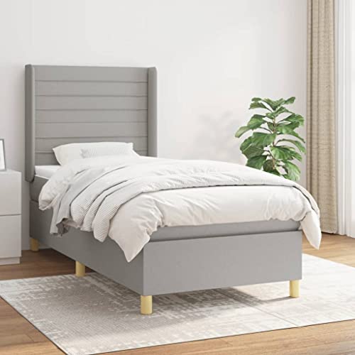 MOBCANT Boxspringbett mit Matratze, Bett Bettgestell Futonbett Polsterbett Geeignet für Gästezimmer Schlafzimmer Schulen Hotel Hellgrau 90x190 cm Stoff MOBCANT Boxspringbett mit Matratze, Bett Bettgestell Futonbett Polsterbett Geeignet für Gästezimmer Schlafzimmer Schulen Hotel Hellgrau 90x190 cm Stoff von MOBCANT