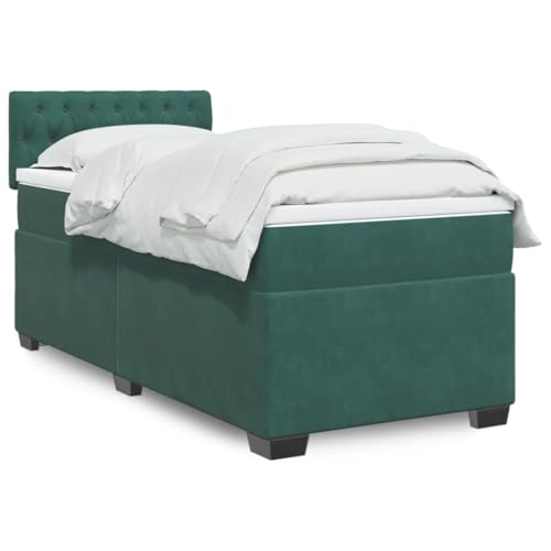 MOBCANT Boxspringbett mit Matratze, Bett Bettsystem Bettrahmen Futonbett Geeignet für Wohnungen Gästezimmer Schulen Schlafzimmer Dunkelgrün 90x190 cm Samt von MOBCANT