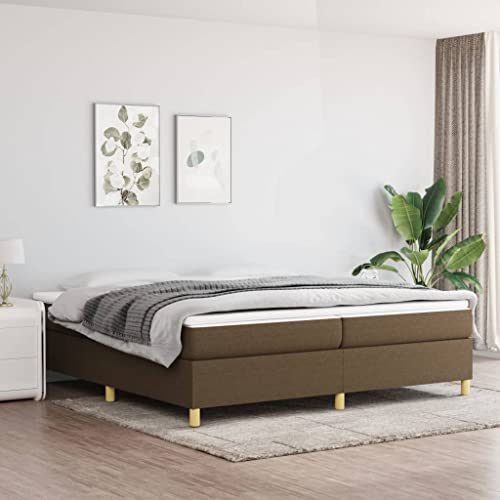 MOBCANT Boxspringbett mit Matratze, Bett Familienbett Futonbett Polsterbett Geeignet für Gästezimmer Schulen Wohnungen Hotel Dunkelbraun 200x200 cm Stoff von MOBCANT