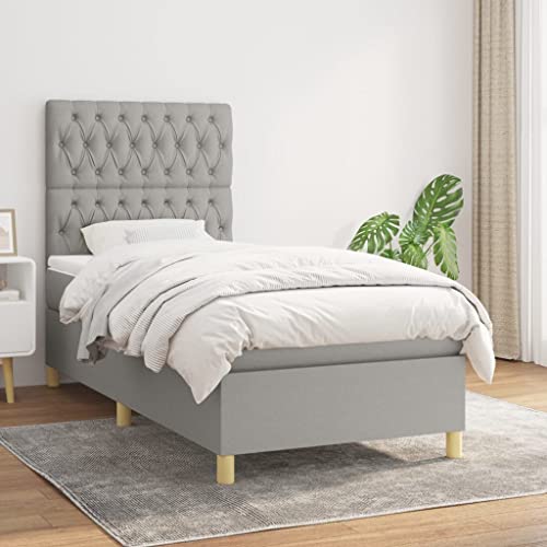 MOBCANT Boxspringbett mit Matratze, Bett Futonbett Tagesbett Hausbett Geeignet für Hotel Gästezimmer Schulen Schlafzimmer Hellgrau 100x200 cm Stoff MOBCANT Boxspringbett mit Matratze, Bett Futonbett Tagesbett Hausbett Geeignet für Hotel Gästezimmer Schulen Schlafzimmer Hellgrau 100x200 cm Stoff von MOBCANT