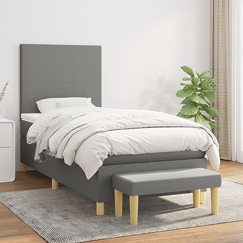 MOBCANT Boxspringbett mit Matratze, Bett Hausbett Bettrahmen Futonbett Geeignet für Wohnungen Gästezimmer Hotel Schlafzimmer Dunkelgrau 100x200 cm Stoff von MOBCANT