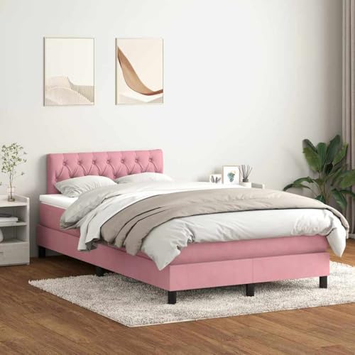 MOBCANT Boxspringbett mit Matratze, Bett Hausbett Polsterbett Bettstütze Geeignet für Schulen Hotel Gästezimmer Wohnungen Rosa 120x220 cm Samt MOBCANT Boxspringbett mit Matratze, Bett Hausbett Polsterbett Bettstütze Geeignet für Schulen Hotel Gästezimmer Wohnungen Rosa 120x220 cm Samt von MOBCANT