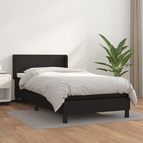 MOBCANT Boxspringbett mit Matratze, Betten Bettgestell Tagesbett Futonbett Geeignet für Gästezimmer Hotel Schlafzimmer Schulen Schwarz 90x190 cm Kunstleder von MOBCANT