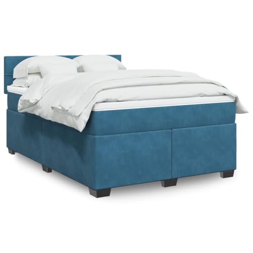 MOBCANT Boxspringbett mit Matratze, Betten Bettsystem Doppelbett Hausbett Geeignet für Schulen Gästezimmer Wohnungen Hotel Blau 160x200 cm Samt MOBCANT Boxspringbett mit Matratze, Betten Bettsystem Doppelbett Hausbett Geeignet für Schulen Gästezimmer Wohnungen Hotel Blau 160x200 cm Samt von MOBCANT