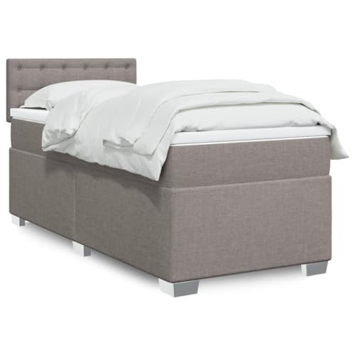 MOBCANT Boxspringbett mit Matratze, Betten Bettsystem Einzelbett Futonbett Geeignet für Hotel Schulen Schlafzimmer Wohnungen Taupe 90x200 cm Stoff von MOBCANT