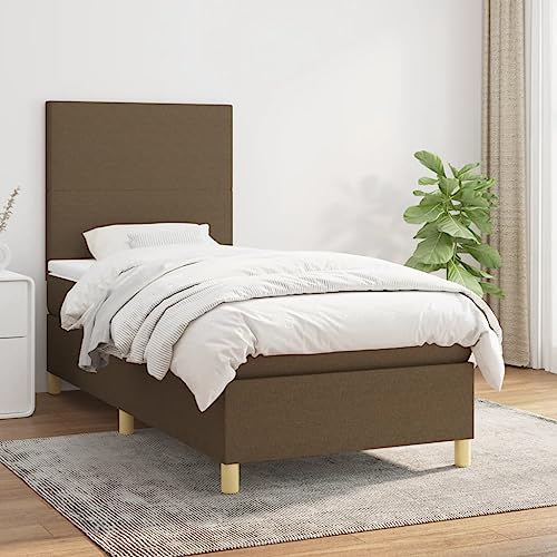 MOBCANT Boxspringbett mit Matratze, Betten Futonbett Bettstütze Bettrahmen Geeignet für Gästezimmer Hotel Wohnungen Schlafzimmer Dunkelbraun 100x200 cm Stoff von MOBCANT
