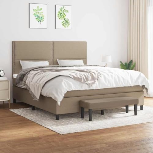 MOBCANT Boxspringbett mit Matratze, Bettgestell Betten Bettstütze Hausbett Geeignet für Schlafzimmer Wohnungen Schulen Hotel Taupe 180x200 cm Stoff MOBCANT Boxspringbett mit Matratze, Bettgestell Betten Bettstütze Hausbett Geeignet für Schlafzimmer Wohnungen Schulen Hotel Taupe 180x200 cm Stoff von MOBCANT