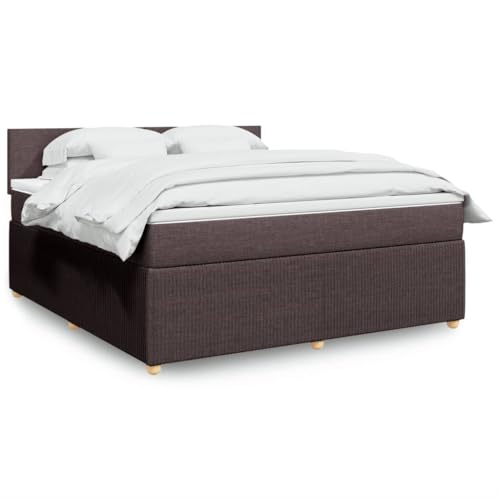 MOBCANT Boxspringbett mit Matratze, Bettgestell Polsterbett Futonbett Tagesbett Geeignet für Wohnungen Hotel Schulen Gästezimmer Dunkelbraun 180x200 cm Stoff von MOBCANT