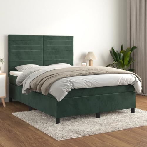 MOBCANT Boxspringbett mit Matratze, Bettrahmen Bett Futonbett Doppelbett Geeignet für Schlafzimmer Gästezimmer Hotel Wohnungen Dunkelgrün 140x190 cm Samt MOBCANT Boxspringbett mit Matratze, Bettrahmen Bett Futonbett Doppelbett Geeignet für Schlafzimmer Gästezimmer Hotel Wohnungen Dunkelgrün 140x190 cm Samt von MOBCANT