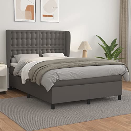 MOBCANT Boxspringbett mit Matratze, Bettrahmen Bett Polsterbett Betten Geeignet für Gästezimmer Wohnungen Schlafzimmer Hotel Grau 140x200 cm Kunstleder MOBCANT Boxspringbett mit Matratze, Bettrahmen Bett Polsterbett Betten Geeignet für Gästezimmer Wohnungen Schlafzimmer Hotel Grau 140x200 cm Kunstleder von MOBCANT