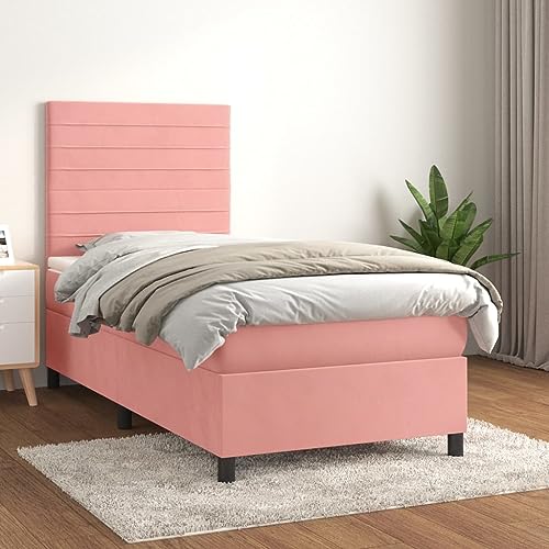 MOBCANT Boxspringbett mit Matratze, Bettrahmen Seniorenbett Bett Bettstütze Geeignet für Schlafzimmer Schulen Gästezimmer Wohnungen Rosa 90x190 cm Samt MOBCANT Boxspringbett mit Matratze, Bettrahmen Seniorenbett Bett Bettstütze Geeignet für Schlafzimmer Schulen Gästezimmer Wohnungen Rosa 90x190 cm Samt von MOBCANT