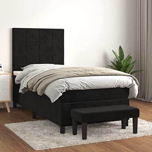 MOBCANT Boxspringbett mit Matratze, Bettrahmen Tagesbett Doppelbett Bettstütze Geeignet für Schulen Schlafzimmer Gästezimmer Hotel Schwarz 100x200 cm Samt MOBCANT Boxspringbett mit Matratze, Bettrahmen Tagesbett Doppelbett Bettstütze Geeignet für Schulen Schlafzimmer Gästezimmer Hotel Schwarz 100x200 cm Samt von MOBCANT