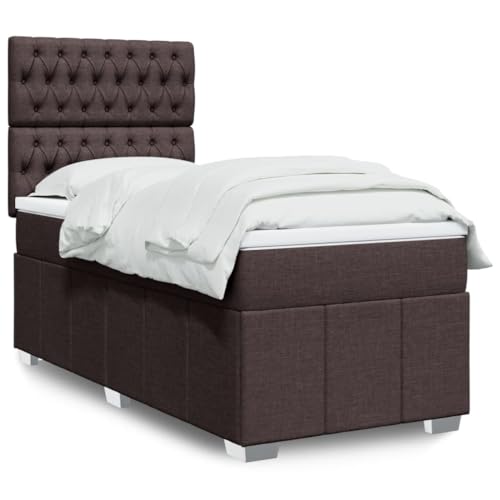 MOBCANT Boxspringbett mit Matratze, Bettstütze Familienbett Bettrahmen Futonbett Geeignet für Schlafzimmer Wohnungen Schulen Hotel Dunkelbraun 80x200 cm Stoff von MOBCANT