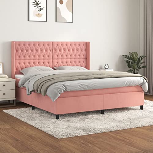 MOBCANT Boxspringbett mit Matratze, Bettsystem Bettstütze Futonbett Bettgestell Geeignet für Gästezimmer Wohnungen Hotel Schlafzimmer Rosa 180x200 cm Samt MOBCANT Boxspringbett mit Matratze, Bettsystem Bettstütze Futonbett Bettgestell Geeignet für Gästezimmer Wohnungen Hotel Schlafzimmer Rosa 180x200 cm Samt von MOBCANT