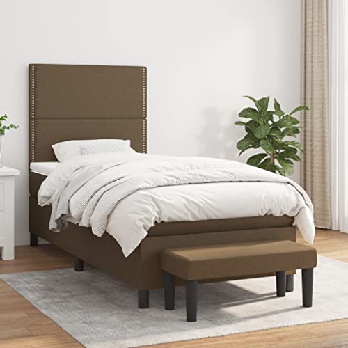 MOBCANT Boxspringbett mit Matratze, Bettsystem Familienbett Seniorenbett Futonbett Geeignet für Gästezimmer Schulen Wohnungen Schlafzimmer Dunkelbraun 80x200 cm Stoff von MOBCANT