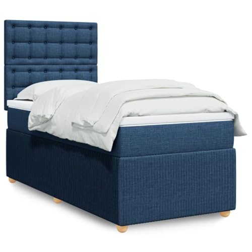 MOBCANT Boxspringbett mit Matratze, Bettsystem Futonbett Bettstütze Polsterbett Geeignet für Wohnungen Schulen Schlafzimmer Hotel Blau 100x200 cm Stoff von MOBCANT