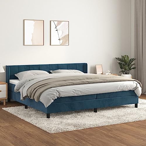 MOBCANT Boxspringbett mit Matratze, Bettsystem Polsterbett Bettrahmen Futonbett Geeignet für Gästezimmer Hotel Schlafzimmer Wohnungen Dunkelblau 200x200 cm Samt MOBCANT Boxspringbett mit Matratze, Bettsystem Polsterbett Bettrahmen Futonbett Geeignet für Gästezimmer Hotel Schlafzimmer Wohnungen Dunkelblau 200x200 cm Samt von MOBCANT