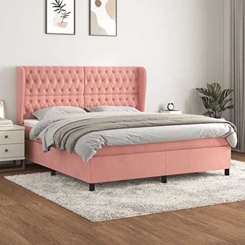 MOBCANT Boxspringbett mit Matratze, Doppelbett Bettrahmen Bettstütze Polsterbett Geeignet für Hotel Wohnungen Schulen Schlafzimmer Rosa 180x200 cm Samt MOBCANT Boxspringbett mit Matratze, Doppelbett Bettrahmen Bettstütze Polsterbett Geeignet für Hotel Wohnungen Schulen Schlafzimmer Rosa 180x200 cm Samt von MOBCANT