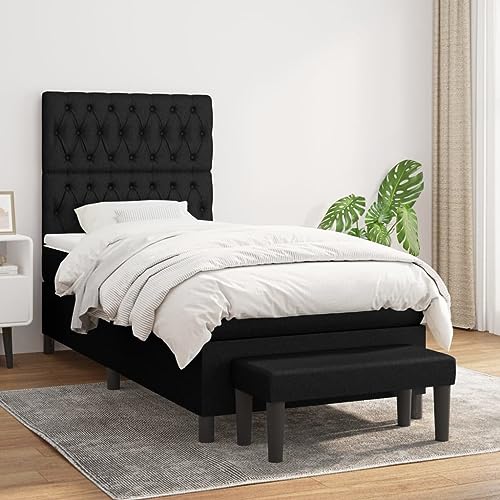 MOBCANT Boxspringbett mit Matratze, Doppelbett Familienbett Bett Polsterbett Geeignet für Gästezimmer Schulen Wohnungen Schlafzimmer Schwarz 100x200 cm Stoff MOBCANT Boxspringbett mit Matratze, Doppelbett Familienbett Bett Polsterbett Geeignet für Gästezimmer Schulen Wohnungen Schlafzimmer Schwarz 100x200 cm Stoff von MOBCANT